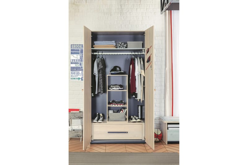 Garderob Casaria 101x203 cm Brun/Blå - Hanah Home - Garderober & garderobssystem - Garderobsskåp