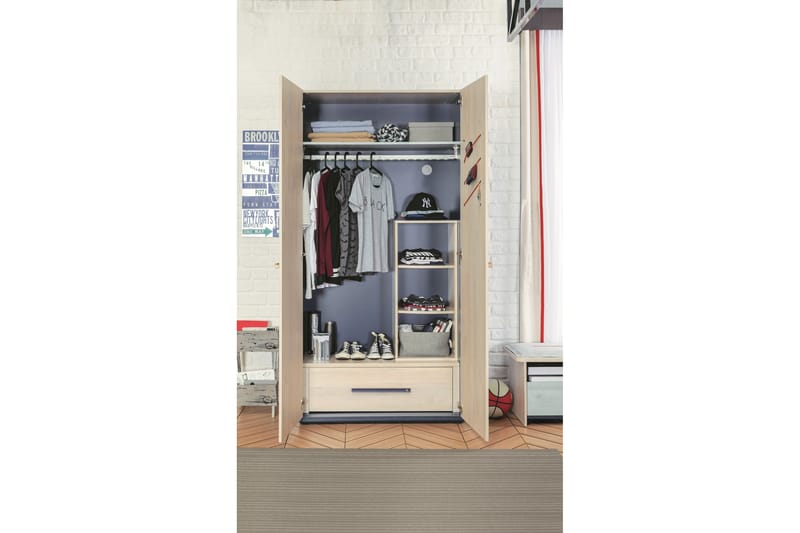 Garderob Casaria 101x203 cm Brun/Blå - Hanah Home - Garderober & garderobssystem - Garderobsskåp