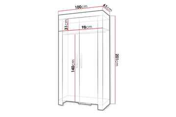 Garderob Cezar 100x60x201 cm - Beige/Grå - Förvaring - Garderober & garderobssystem