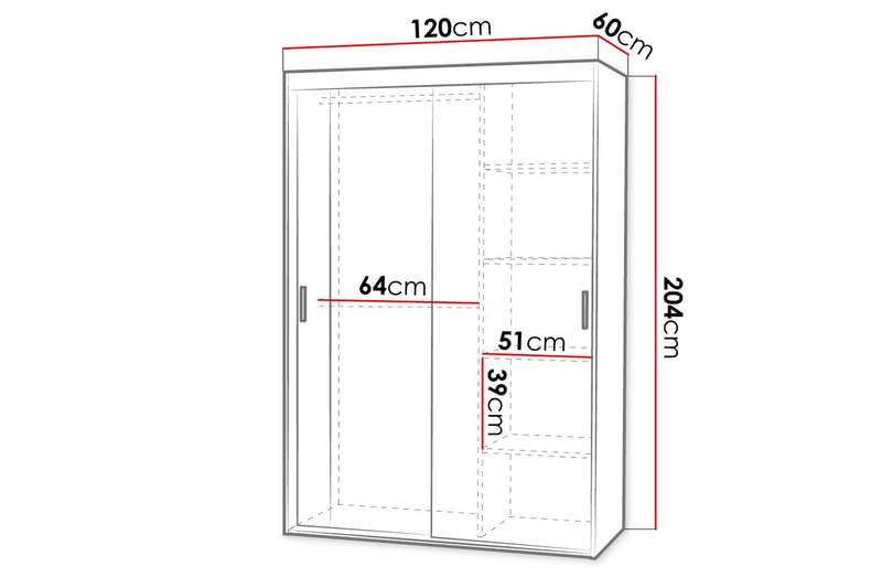 Garderob Collado med Spegel 120 cm - Vit - Förvaring - Garderober & garderobssystem
