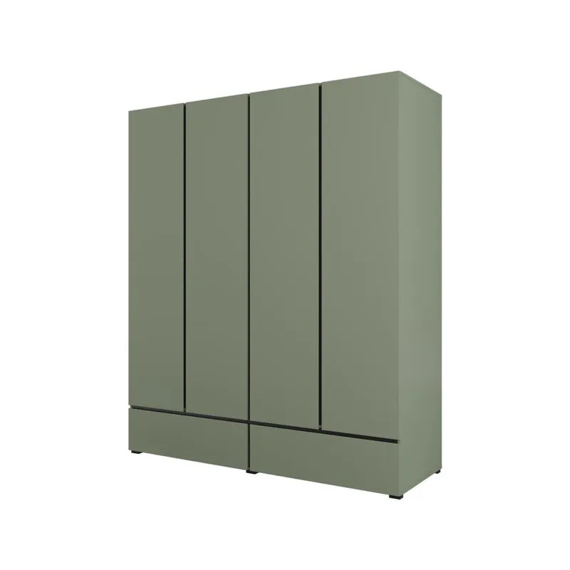 Garderob Cross S 4 dörrar med 2 lådor, Grön