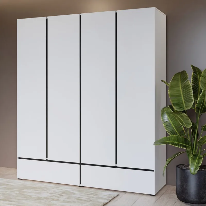 Garderob Cross S 4 dörrar med 2 lådor - Vit - Förvaring - Garderober & garderobssystem