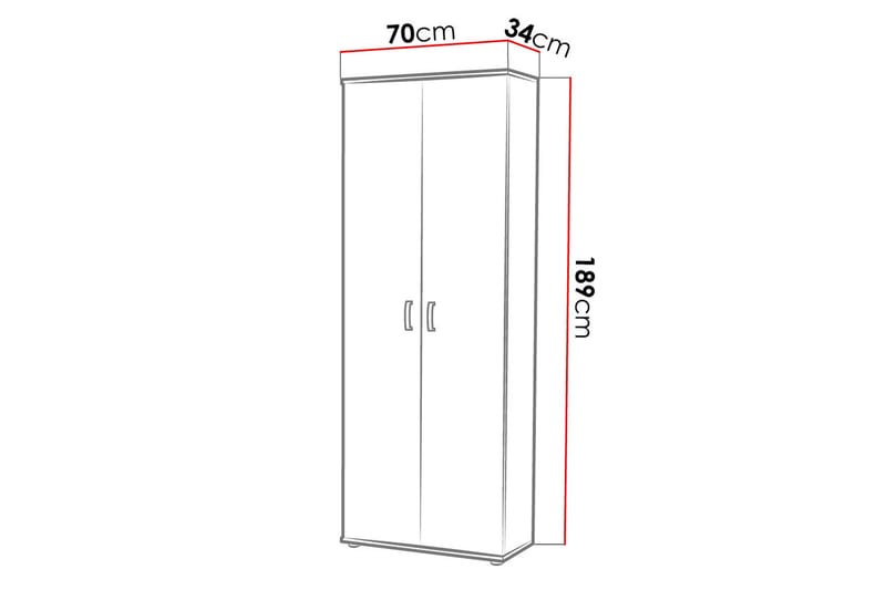 Garderob Cyree 70x34 cm - Ek - Garderober & garderobssystem - Garderobsskåp