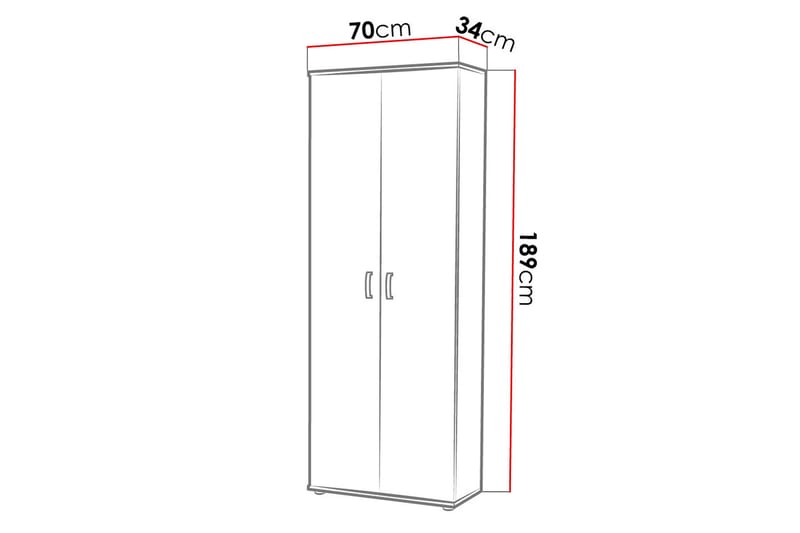 Garderob Cyree 70x34 cm - Vit - Förvaring - Garderober & garderobssystem