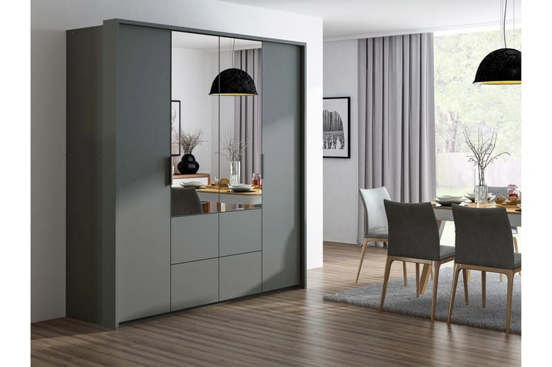 Garderob Dahlton 208 cm - Grå - Förvaring - Garderober & garderobssystem