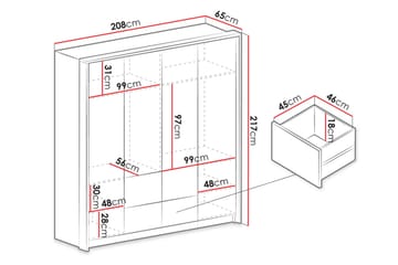 Garderob Dahlton 208 cm - Grå - Förvaring - Garderober & garderobssystem