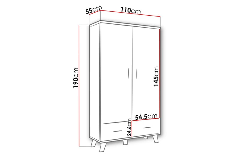Garderob Dudley 110 cm - Natur/Svart - Förvaring - Garderober & garderobssystem