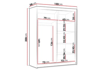Garderob Emet 150x200 cm - Vit - Förvaring - Garderober & garderobssystem
