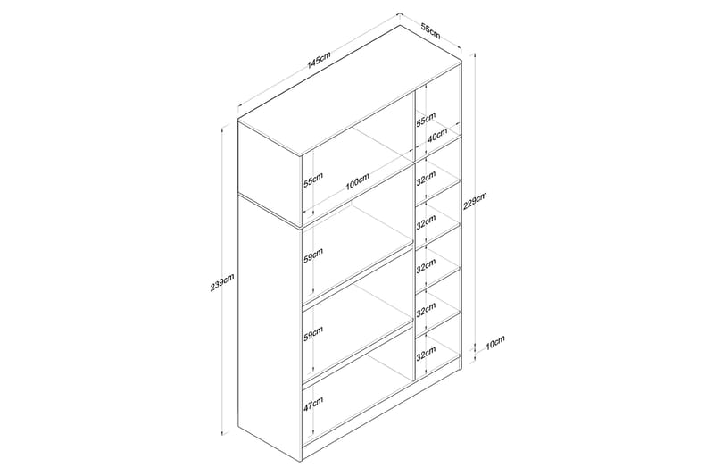 Garderob Farmdon 6 Skåp 55x145 cm - Vit - Förvaring - Garderober & garderobssystem