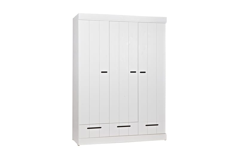 Garderob Floella 140 cm 3 Dörrar 3 Lådor - Vit Tall - Förvaring - Garderober & garderobssystem