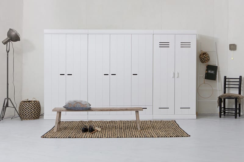 Garderob Floella 140 cm 3 Dörrar 3 Lådor - Vit Tall - Förvaring - Garderober & garderobssystem