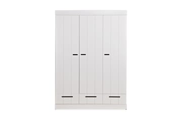 Garderob Floella 140 cm 3 Dörrar 3 Lådor - Vit Tall - Förvaring - Garderober & garderobssystem