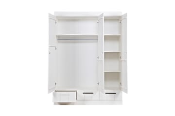 Garderob Floella 140 cm 3 Dörrar 3 Lådor - Vit Tall - Förvaring - Garderober & garderobssystem