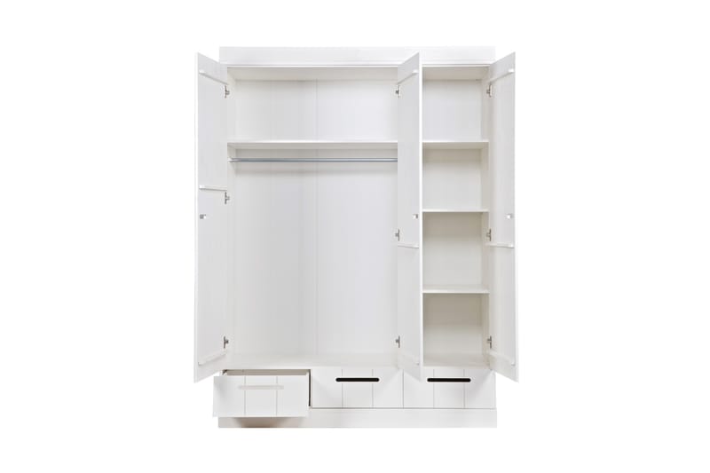 Garderob Floella 140 cm 3 Dörrar 3 Lådor - Vit Tall - Förvaring - Garderober & garderobssystem