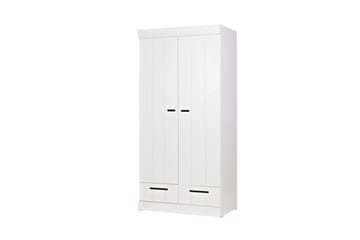 Garderob Floella 195 cm 2 Dörrar 2 Lådor - Vit Tall - Förvaring - Garderober & garderobssystem