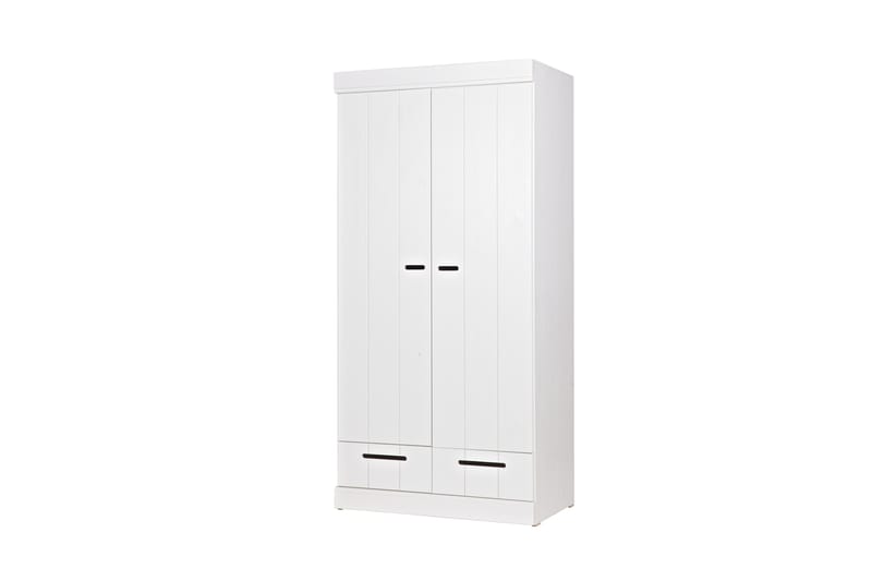 Garderob Floella 195 cm 2 Dörrar 2 Lådor - Vit Tall - Förvaring - Garderober & garderobssystem
