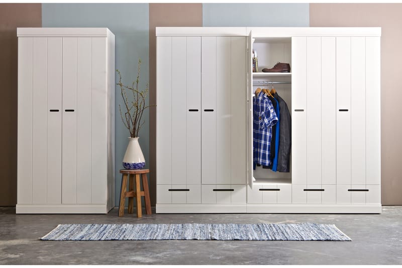 Garderob Floella 195 cm 2 Dörrar 2 Lådor - Vit Tall - Förvaring - Garderober & garderobssystem