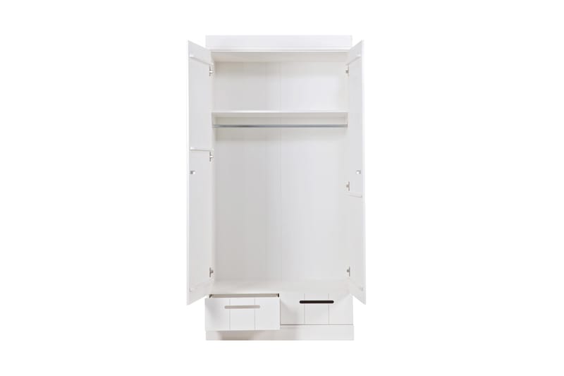 Garderob Floella 195 cm 2 Dörrar 2 Lådor - Vit Tall - Förvaring - Garderober & garderobssystem