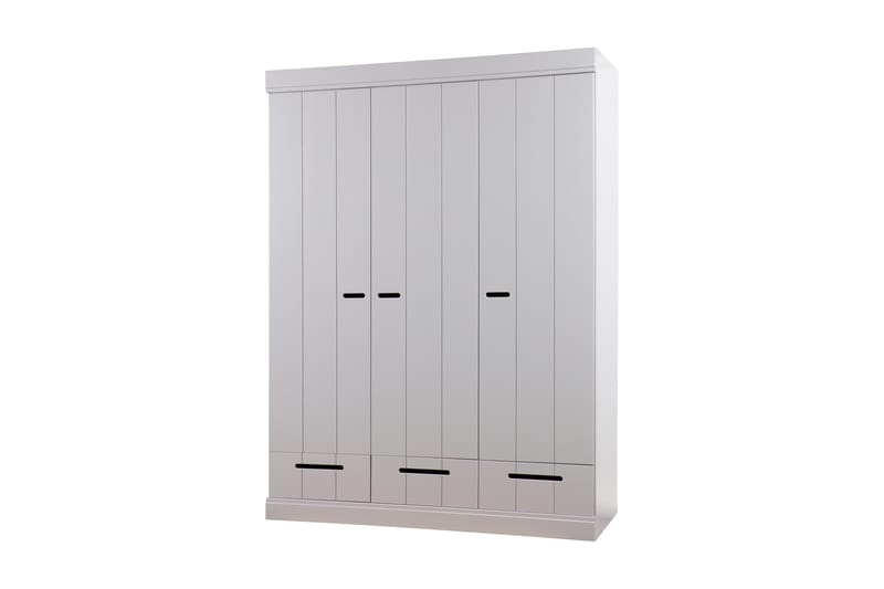 Garderob Floella 195 cm 3 Dörrar 3 Lådor - Grå Tall - Garderobsskåp - Garderober & garderobssystem