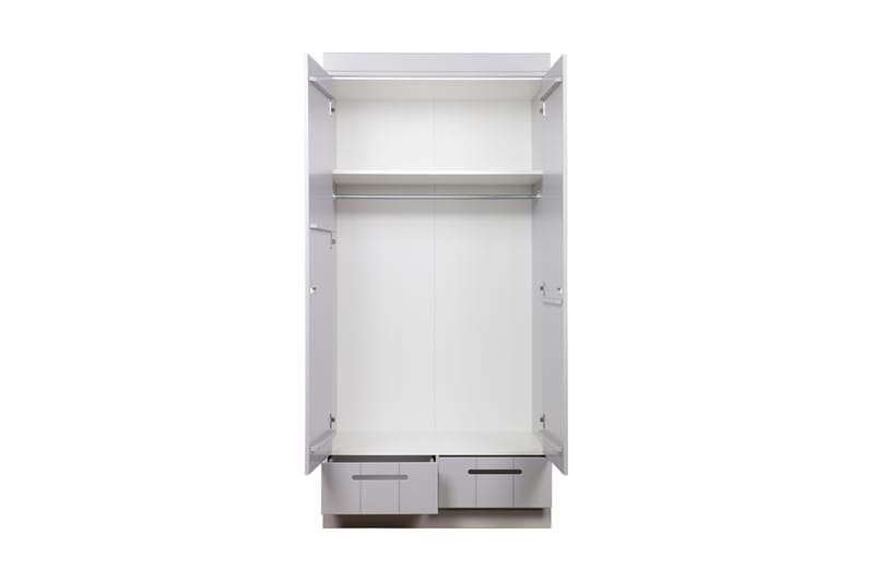 Garderob Floella 94 cm 2 Dörrar 2 Lådor - Grå Tall - Förvaring - Garderober & garderobssystem