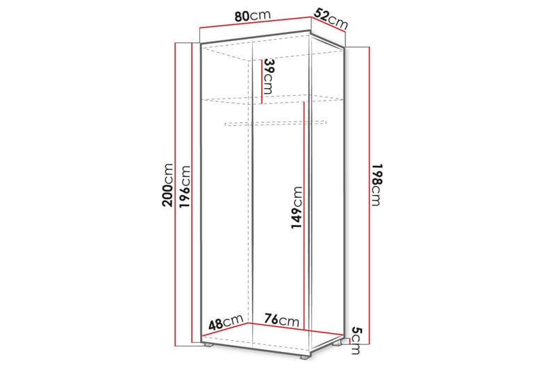 Garderob Frick 80 cm - Svart - Garderober & garderobssystem - Garderobsskåp