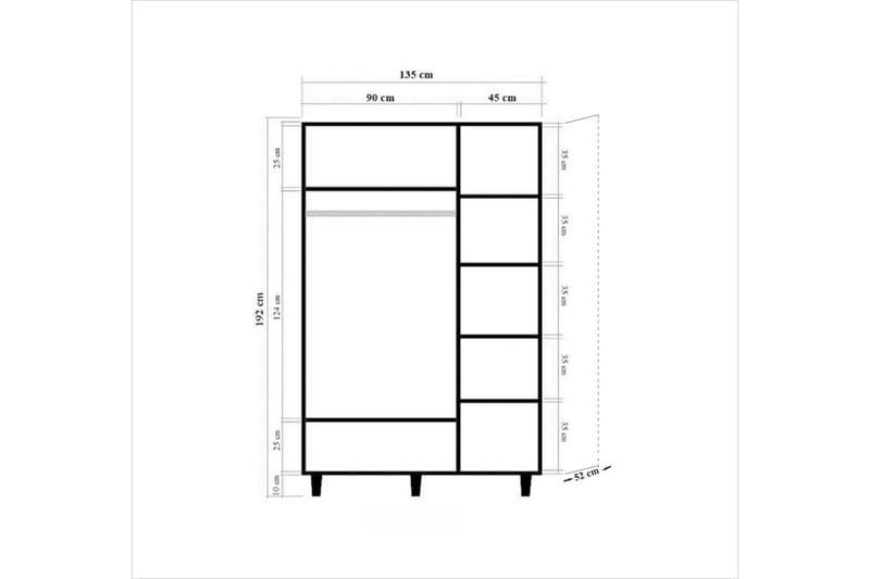 Garderob Gillberga 135 cm - Brun - Garderober & garderobssystem - Garderobsskåp