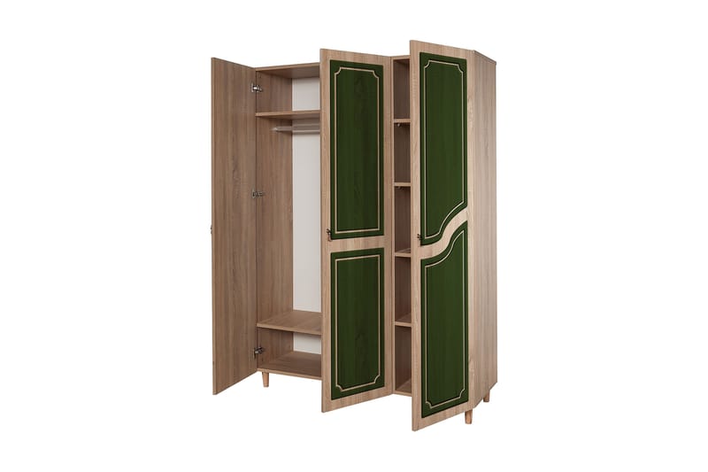 Garderob Gillberga 135 cm - Brun/Grön - Förvaring - Garderober & garderobssystem