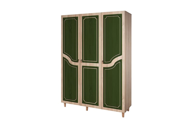 Garderob Gillberga 135 cm - Brun/Grön - Förvaring - Garderober & garderobssystem