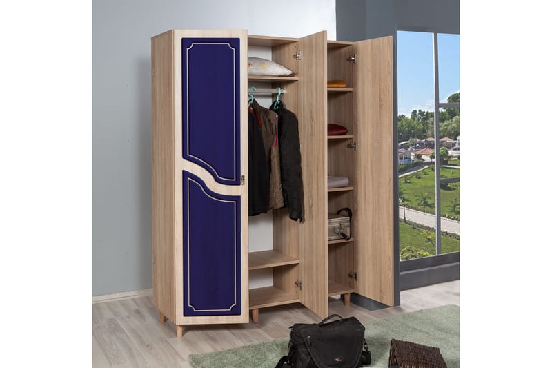Garderob Gillberga 135 cm - Brun/Lila - Förvaring - Garderober & garderobssystem