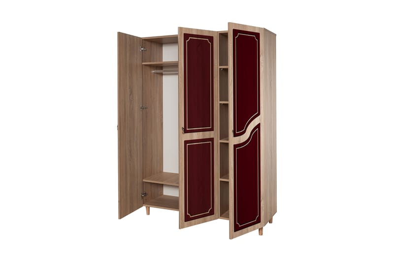 Garderob Gillberga 135 cm - Brun/Röd - Förvaring - Garderober & garderobssystem