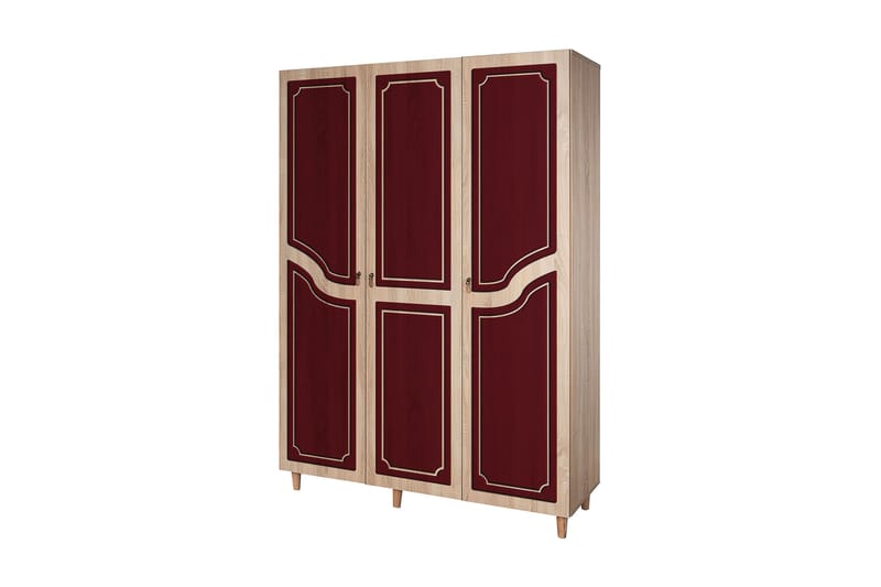 Garderob Gillberga 135 cm - Brun/Röd - Förvaring - Garderober & garderobssystem