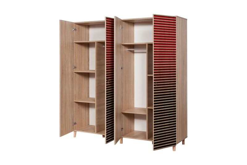 Garderob Gillberga 180 cm - Brun/Röd - Förvaring - Garderober & garderobssystem