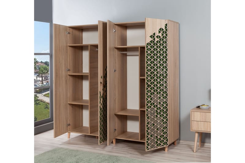 Garderob Gillberga 180 cm - Brun/Svart/Ek - Förvaring - Garderober & garderobssystem