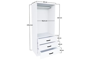 Garderob Haaken 60x174,8 cm - Mattvit - Förvaring - Garderober & garderobssystem