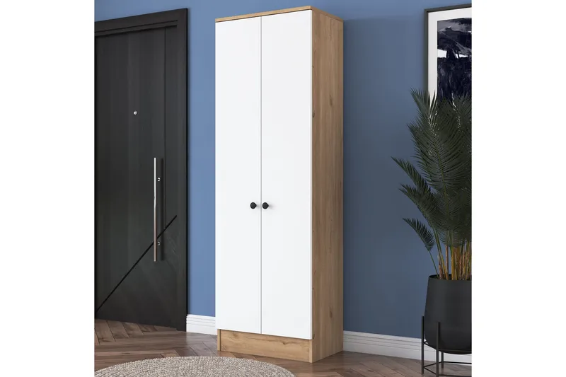 Hooda Garderob 59,8x182,8 cm Brun/Vit - Hanah Home - Förvaring - Garderober & garderobssystem