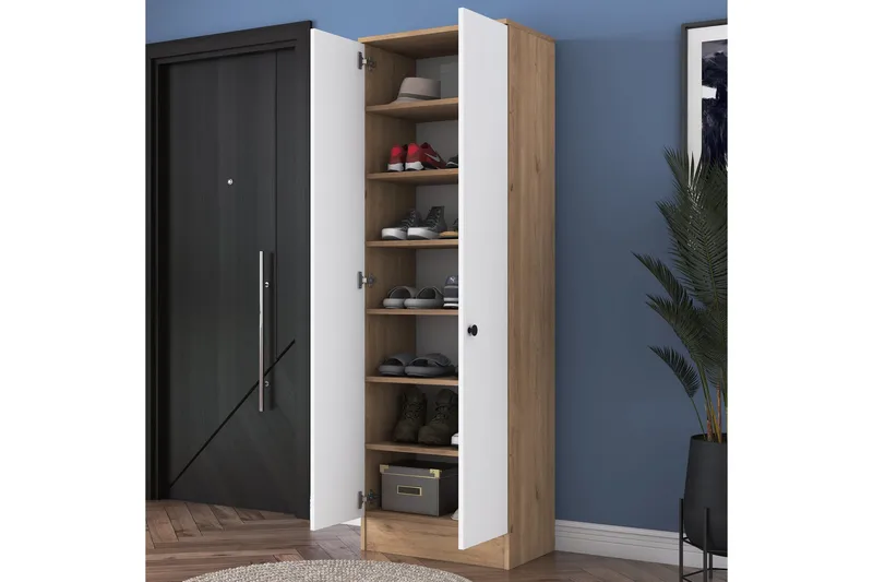 Hooda Garderob 59,8x182,8 cm Brun/Vit - Hanah Home - Förvaring - Garderober & garderobssystem