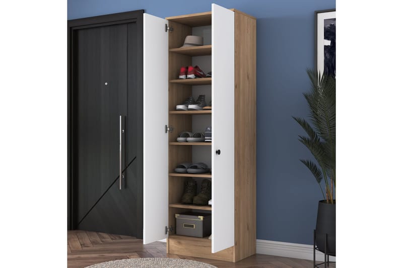 Hooda Garderob 59,8x182,8 cm Brun/Vit - Hanah Home - Förvaring - Garderober & garderobssystem