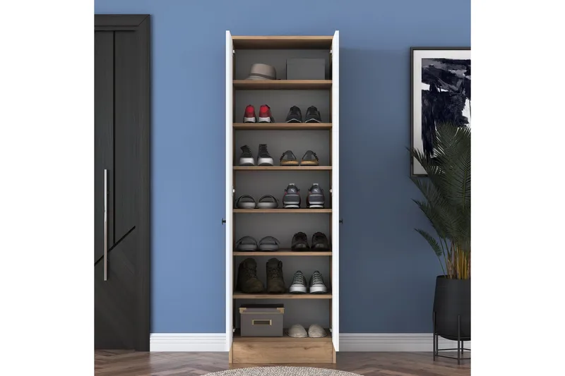 Hooda Garderob 59,8x182,8 cm Brun/Vit - Hanah Home - Förvaring - Garderober & garderobssystem