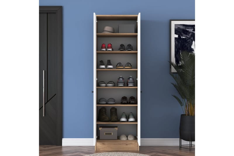 Hooda Garderob 59,8x182,8 cm Brun/Vit - Hanah Home - Förvaring - Garderober & garderobssystem