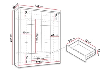 Garderob Indianapolis 178x58x214 cm - Beige - Förvaring - Garderober & garderobssystem
