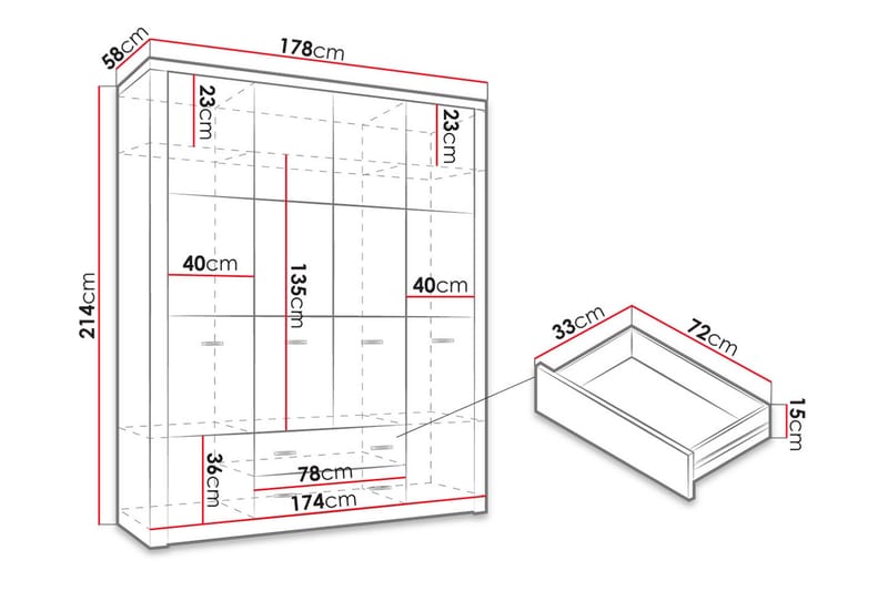 Garderob Indianapolis 178x58x214 cm - Beige - Förvaring - Garderober & garderobssystem
