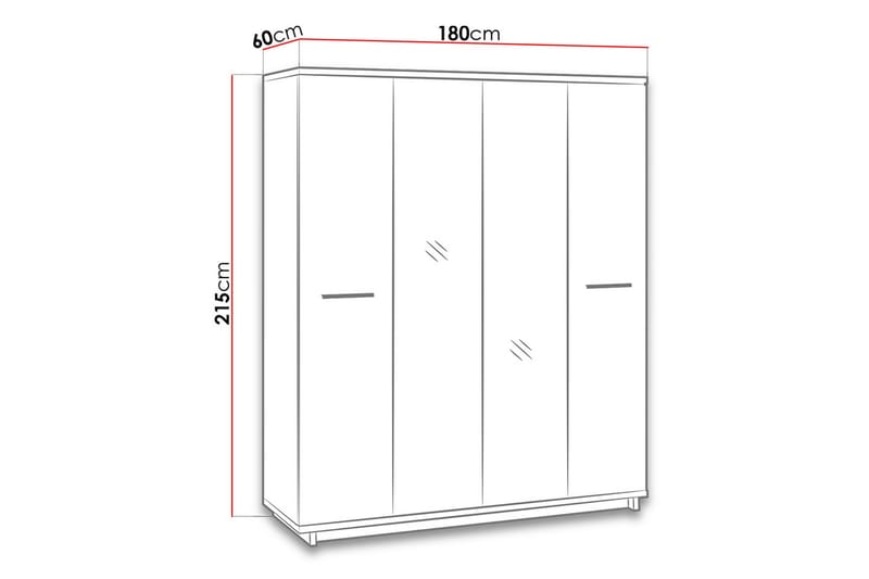Garderob Ines 60x180 cm - Ek/Svart - Förvaring - Garderober & garderobssystem
