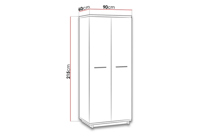 Garderob Ines 60x90 cm - Ek/Svart - Garderober & garderobssystem - Garderobsskåp