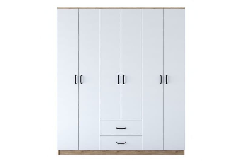Garderob Jabhar 180x210 cm Brun/Vit - Hanah Home - Förvaring - Garderober & garderobssystem
