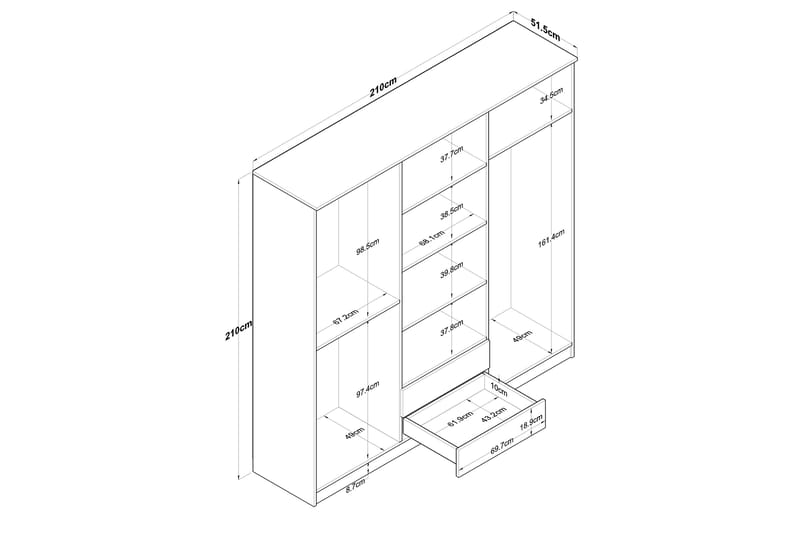 Jagdesh Garderob 210x210 cm Brun/Vit - Hanah Home - Förvaring - Garderober & garderobssystem