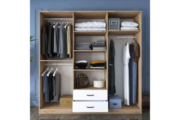 Jagdesh Garderob 210x210 cm Brun/Vit - Hanah Home - Förvaring - Garderober & garderobssystem