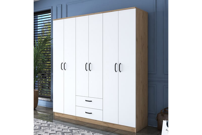 Garderob Jahani 180x190,8 cm Brun/Vit - Hanah Home - Förvaring - Garderober & garderobssystem