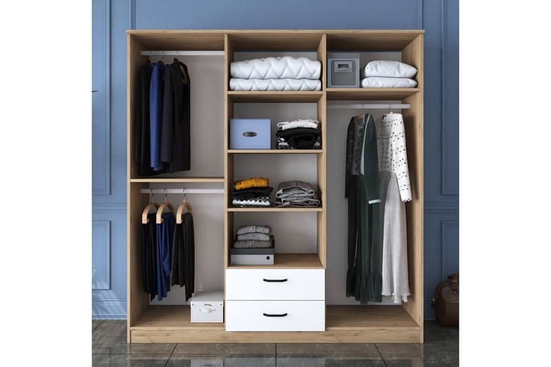 Garderob Jahani 180x190,8 cm Brun/Vit - Hanah Home - Förvaring - Garderober & garderobssystem
