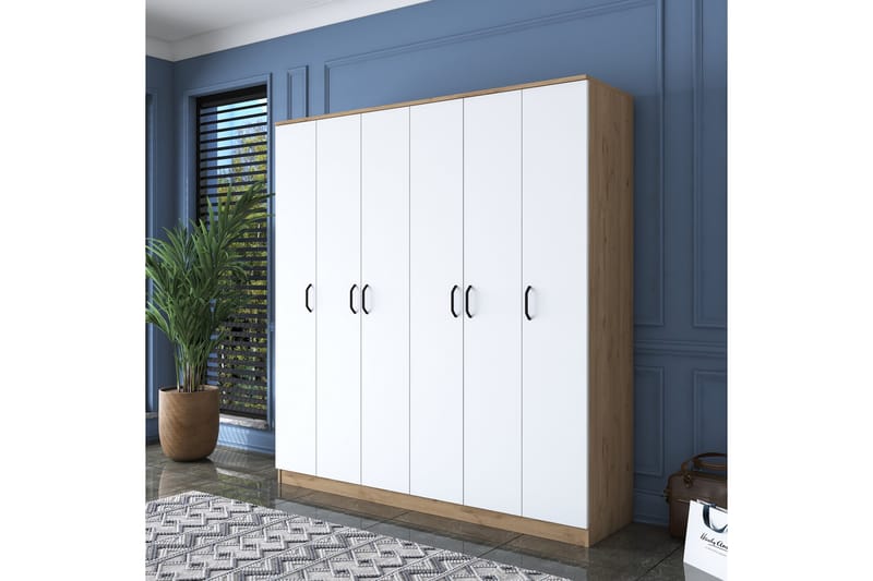 Garderob Jaidul 180x190,8 cm Brun/Vit - Hanah Home - Förvaring - Garderober & garderobssystem