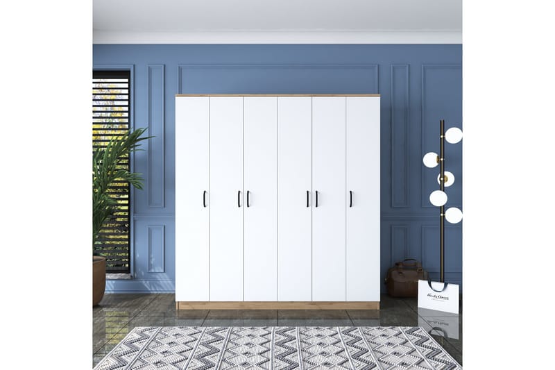 Garderob Jaidul 180x190,8 cm Brun/Vit - Hanah Home - Förvaring - Garderober & garderobssystem